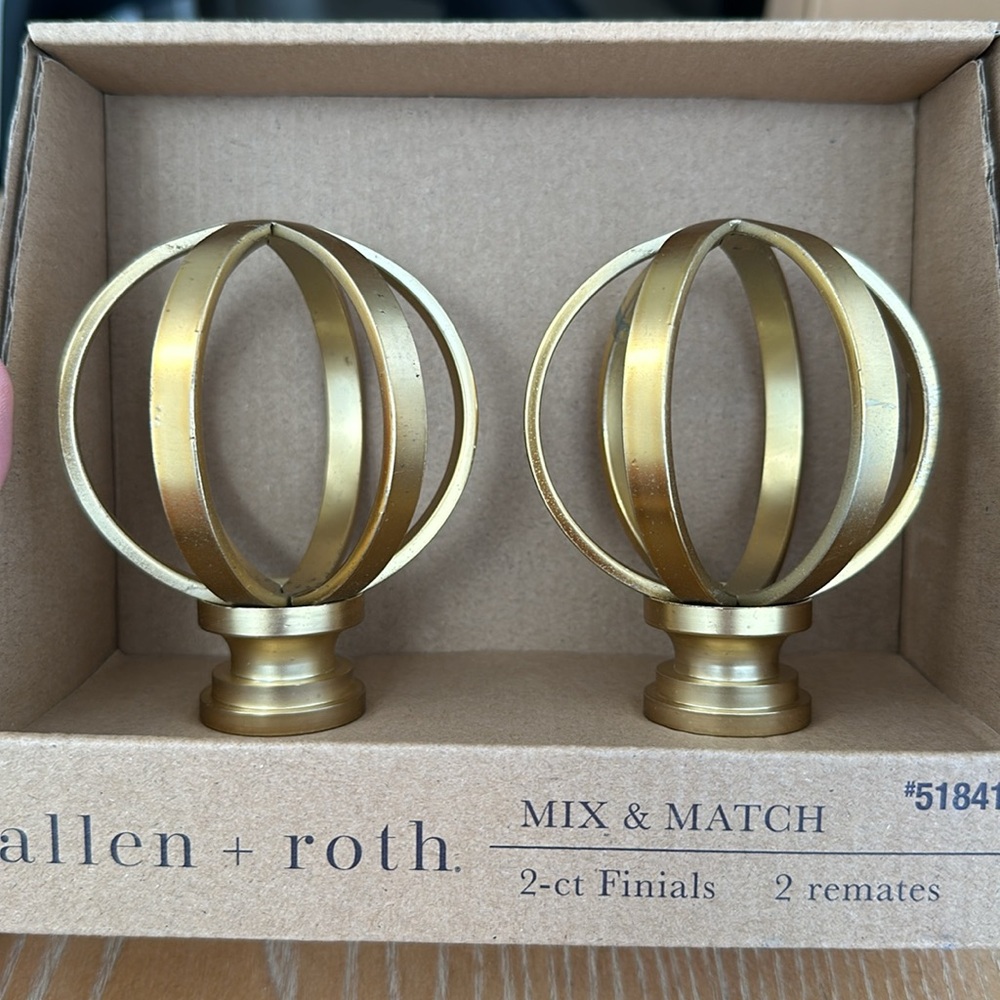 allen + roth 1 Pack Brushed Gold Steel Curtain Rod Finals